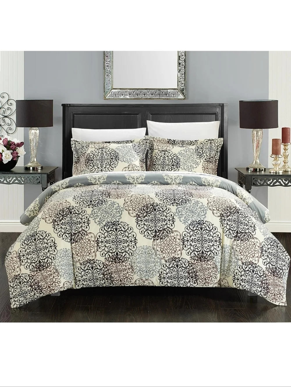 NEW Chic Home 3 Piece Jerome Boho Inspired Reversible Print Duvet Set, King